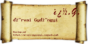 Árvai Gyöngyi névjegykártya