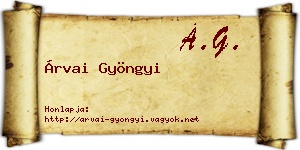 Árvai Gyöngyi névjegykártya